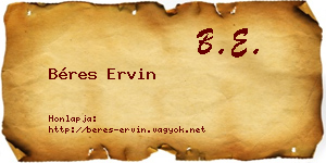 Béres Ervin névjegykártya